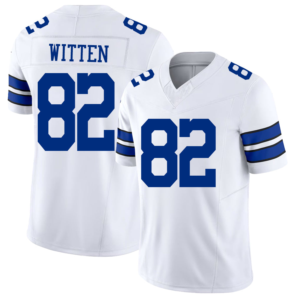 Dallas #82 Witten Player Football V Neck Short Sleeve White Jersey Jason For Men Youth Women Gift