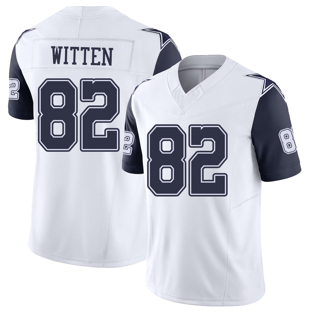 Dallas #82 Witten Player Football V Neck Short Sleeve White Jersey Jason For Men Youth Women Gift
