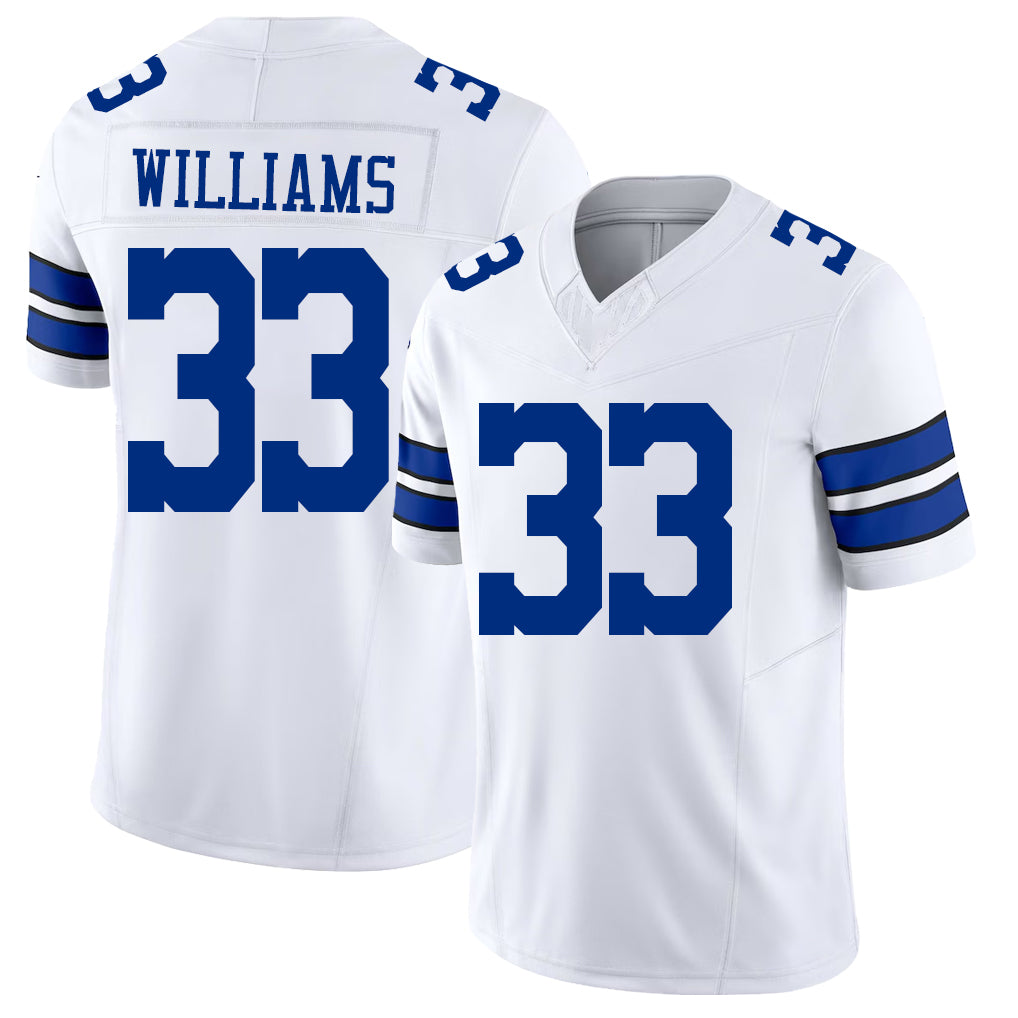 Dallas #33 Williams Player Football V Neck Short Sleeve White Jersey Javonte For Men Youth Women Gift