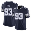 Dallas #93 Toia Player Football V Neck Short Sleeve Navy Jersey Jay For Men Youth Women Gift