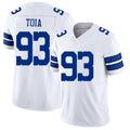Dallas #93 Toia Player Football V Neck Short Sleeve White Jersey Jay For Men Youth Women Gift