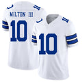 Dallas #10 Milton III Player Football V Neck Short Sleeve White Jersey Joe For Men Youth Women Gift