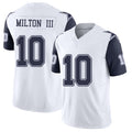 Dallas #10 Milton III Player Football V Neck Short Sleeve White Jersey Joe For Men Youth Women Gift