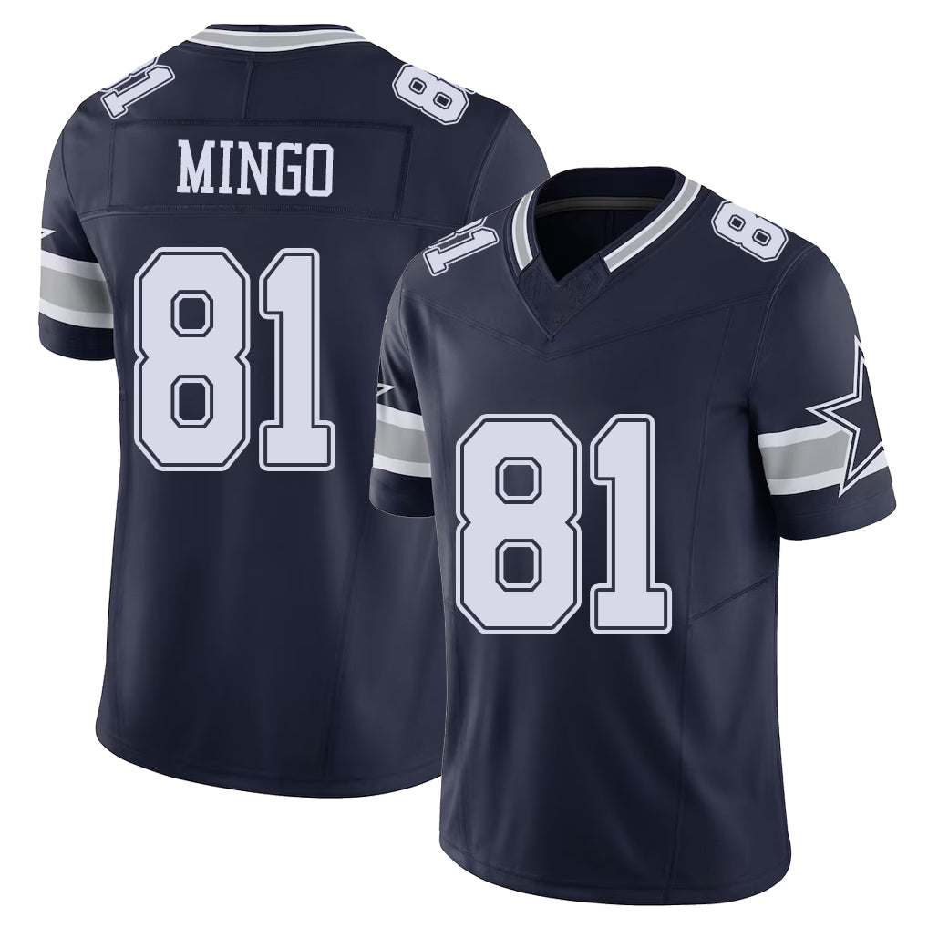 Dallas #81 Mingo Player Football V Neck Short Sleeve Navy Jersey Jonathan For Men Youth Women Gift