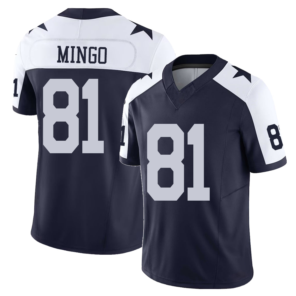 Dallas #81 Mingo Player Football V Neck Short Sleeve Navy Jersey Jonathan For Men Youth Women Gift