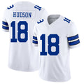 Dallas #18 Hudson Player Football V Neck Short Sleeve White Jersey Jordan For Men Youth Women Gift
