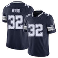 Dallas #32 Wood Player Football V Neck Short Sleeve Navy Jersey Julius For Men Youth Women Gift