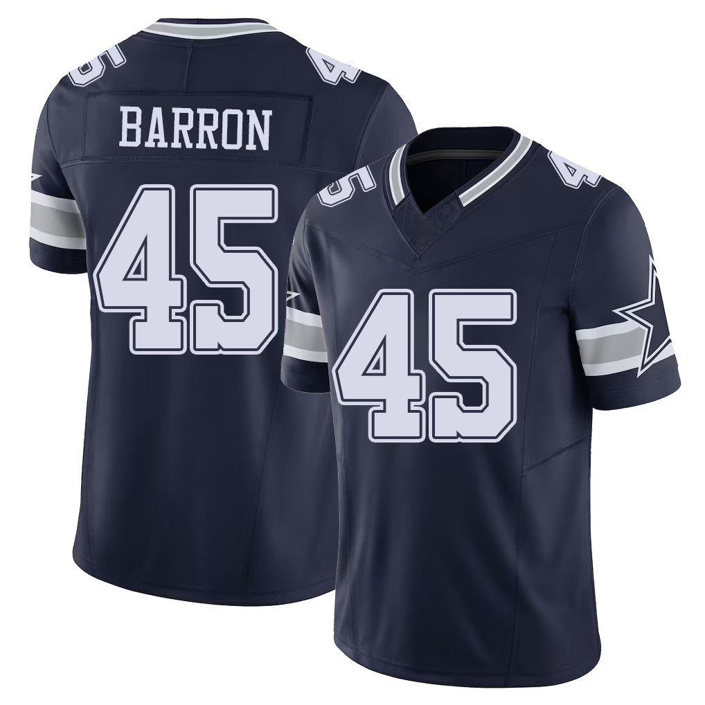Dallas #45 Barron Player Football V Neck Short Sleeve Navy Jersey Justin For Men Youth Women Gift