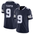 Dallas #9 Turpin Player Football V Neck Short Sleeve Navy Jersey KaVontae For Men Youth Women Gift