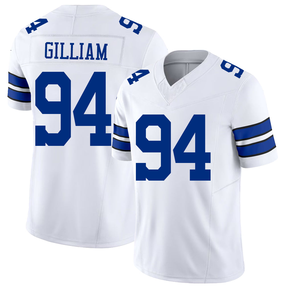 Dallas #94 Gilliam Player Football V Neck Short Sleeve White Jersey Kelvin For Men Youth Women Gift
