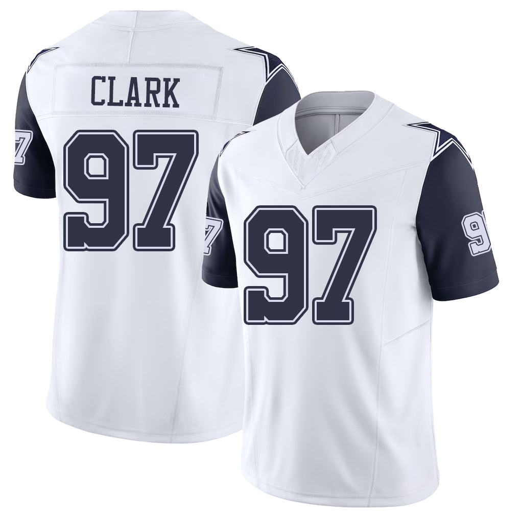 Dallas #97 Clark Player Football V Neck Short Sleeve White Jersey Kenny For Men Youth Women Gift