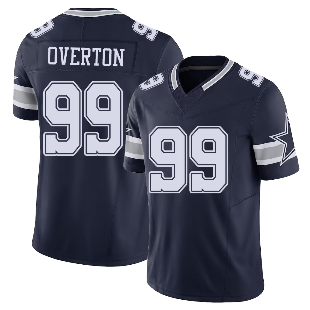 Dallas #99 Overton Player Football V Neck Short Sleeve Navy Jersey  LT For Men Youth Women Gift