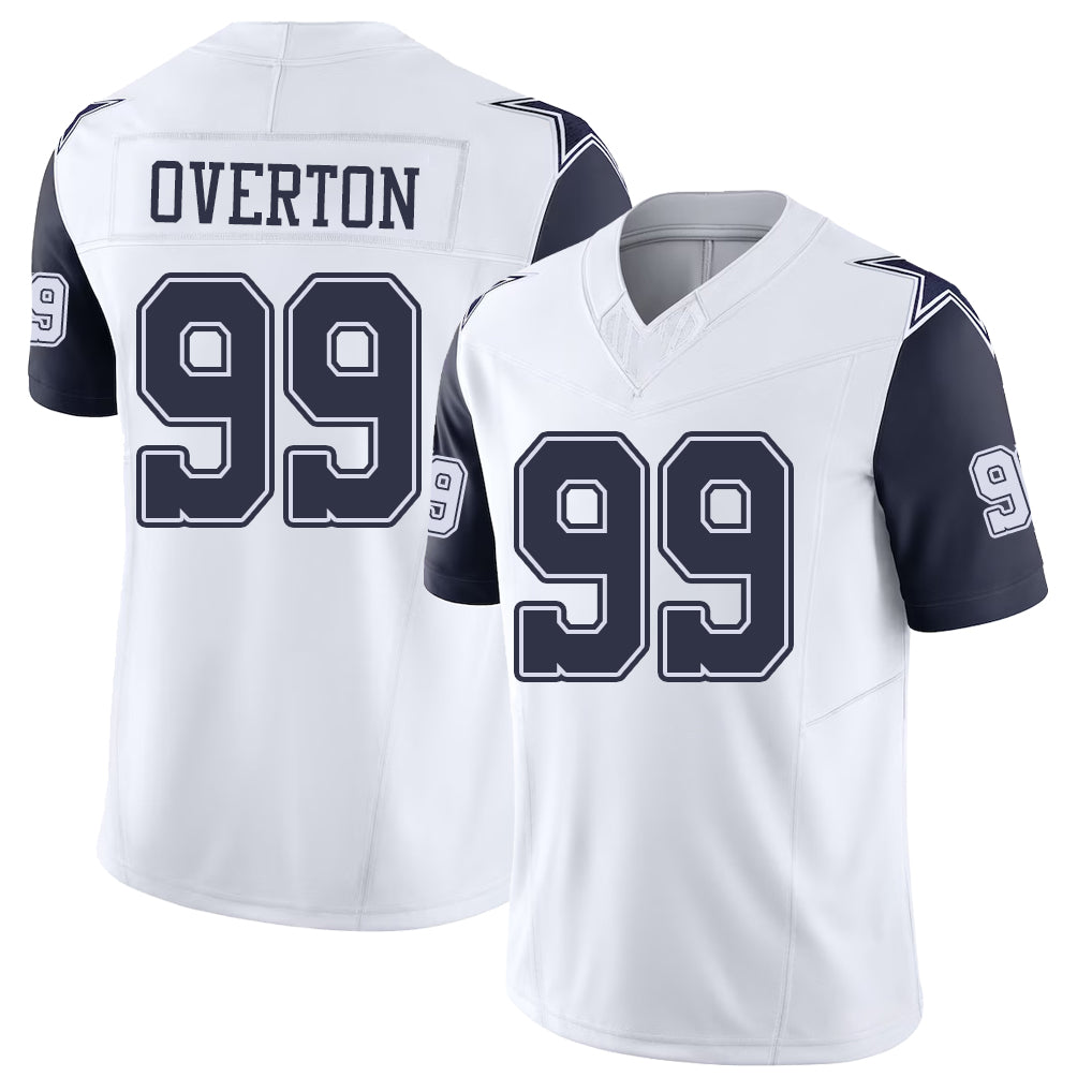 Dallas #99 Overton Player Football V Neck Short Sleeve White Jersey  LT For Men Youth Women Gift