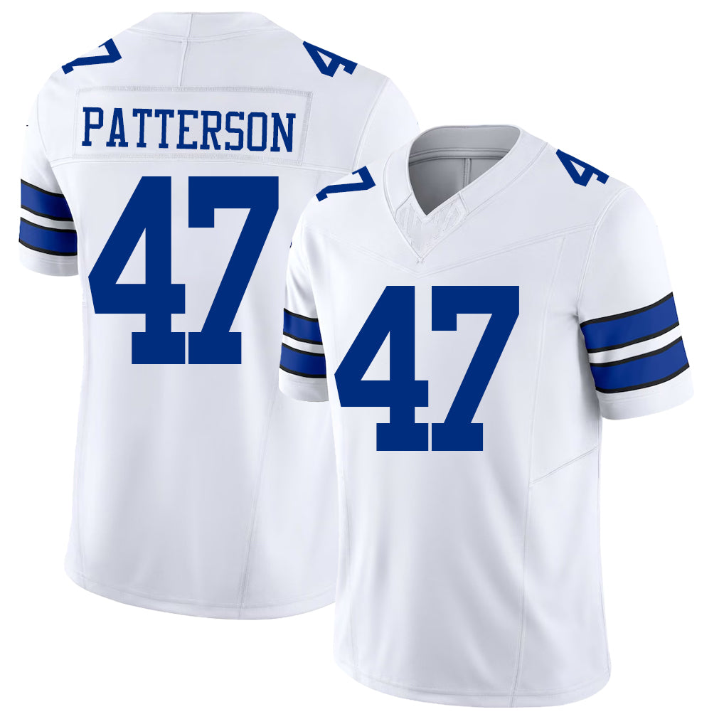 Dallas #47 Patterson Player Football V Neck Short Sleeve White Jersey Langston For Men Youth Women Gift