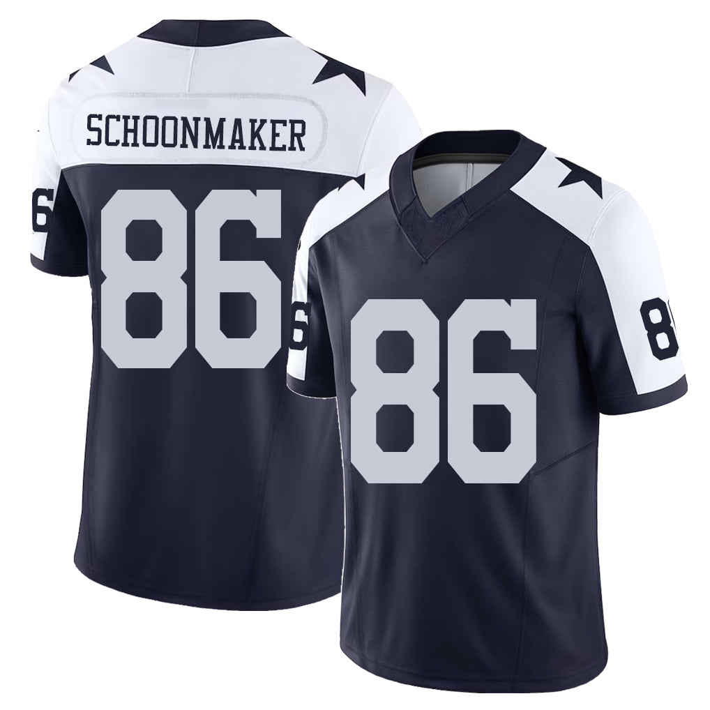 Dallas #86 Schoonmaker Player Football V Neck Short Sleeve Navy Jersey  Luke For Men Youth Women Gift
