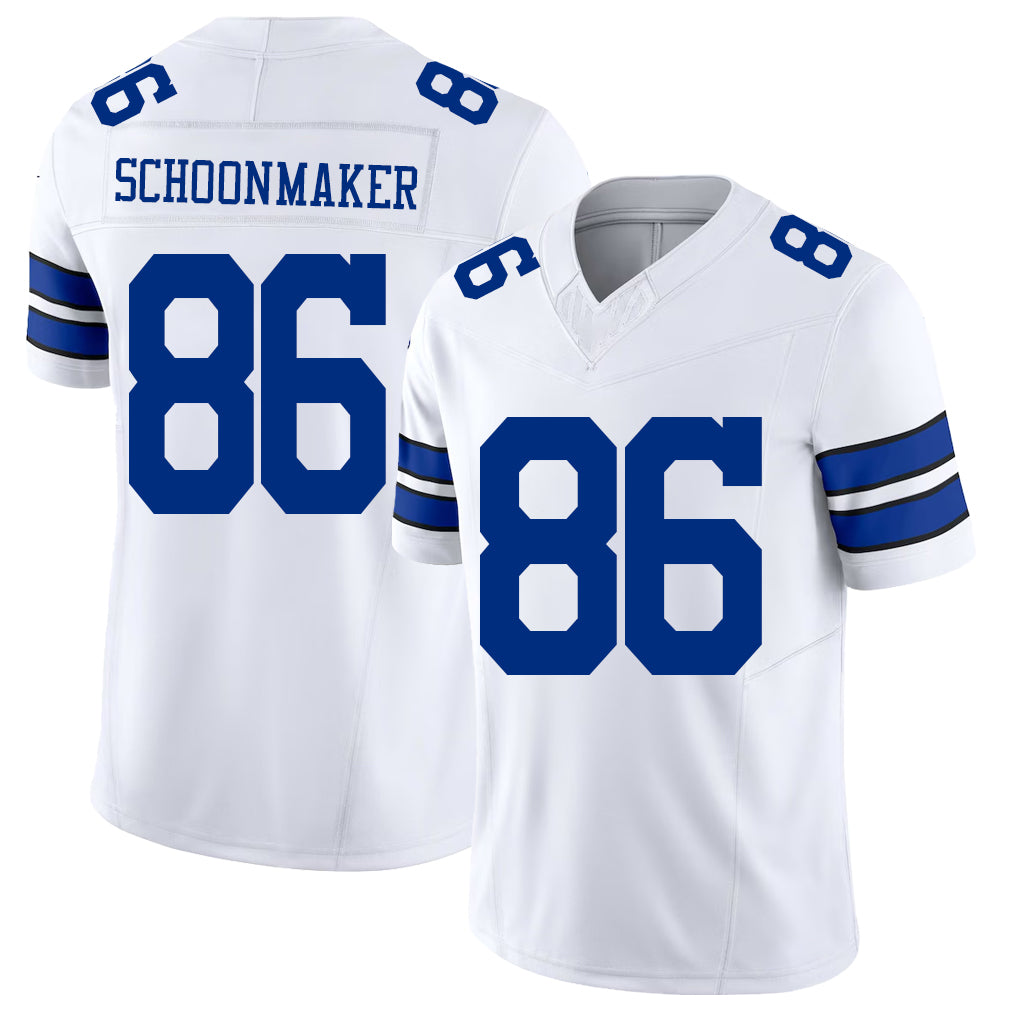 Dallas #86 Schoonmaker Player Football V Neck Short Sleeve White Jersey  Luke For Men Youth Women Gift