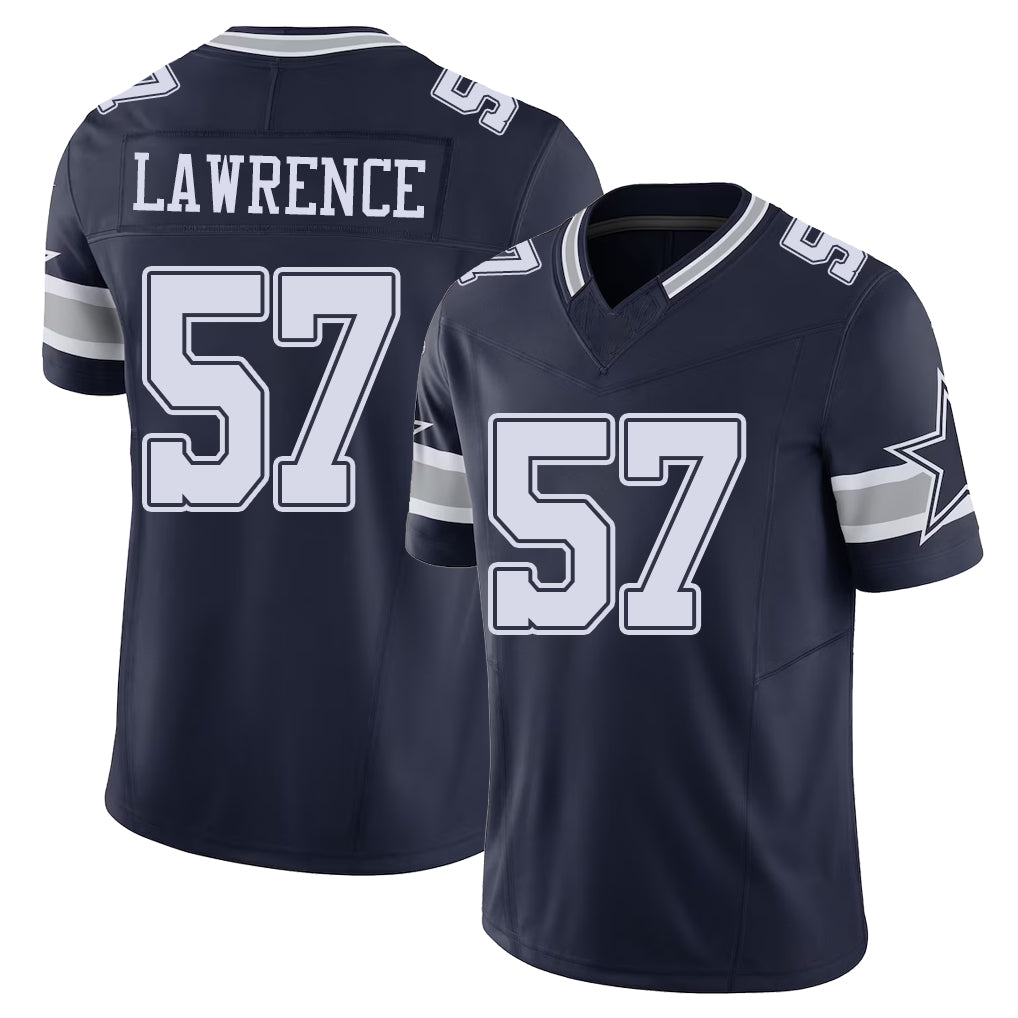 Dallas #57 Lawrence Player Football V Neck Short Sleeve Navy Jersey Malachi For Men Youth Women Gift