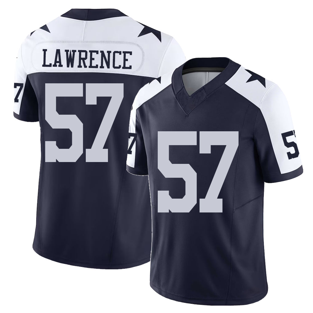 Dallas #57 Lawrence Player Football V Neck Short Sleeve Navy Jersey  Malachi For Men Youth Women Gift