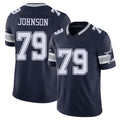 Dallas #79 Johnson Player Football V Neck Short Sleeve Navy Jersey Marcellus For Men Youth Women Gift