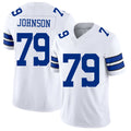 Dallas #79 Johnson Player Football V Neck Short Sleeve White Jersey Marcellus For Men Youth Women Gift