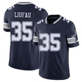 Dallas #35 Liufau Player Football V Neck Short Sleeve Navy Jersey Marist For Men Youth Women Gift