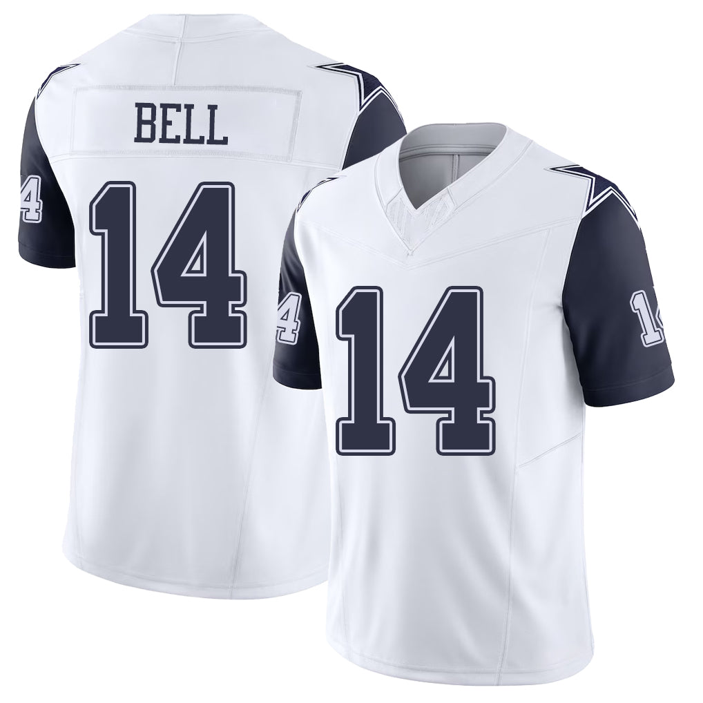 Dallas #14 Bell Player Football V Neck Short Sleeve White Jersey Markquese For Men Youth Women Gift