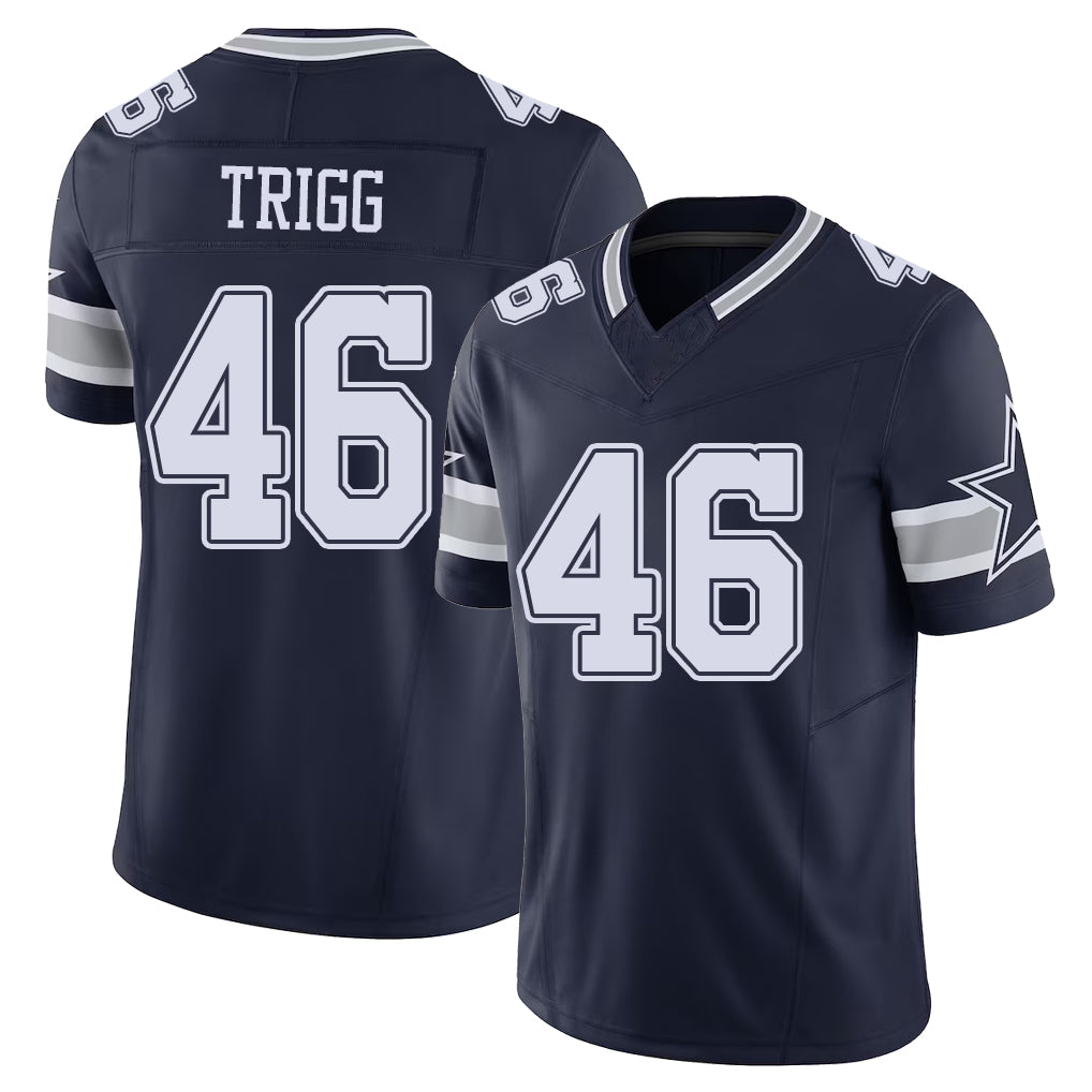 Dallas #46 Trigg Player Football V Neck Short Sleeve Navy Jersey Michael For Men Youth Women Gift