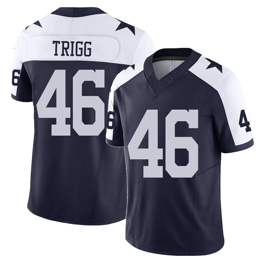 Dallas #46 Trigg Player Football V Neck Short Sleeve Jersey Navy Michael For Men Youth Women Gift