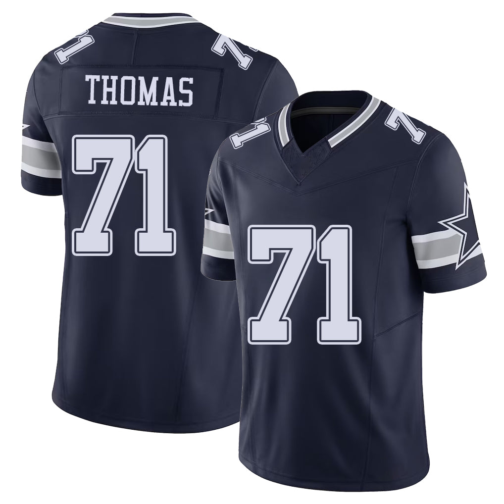 Dallas #71 Thomas Player Football V Neck Short Sleeve Navy Jersey Nathan For Men Youth Women Gift