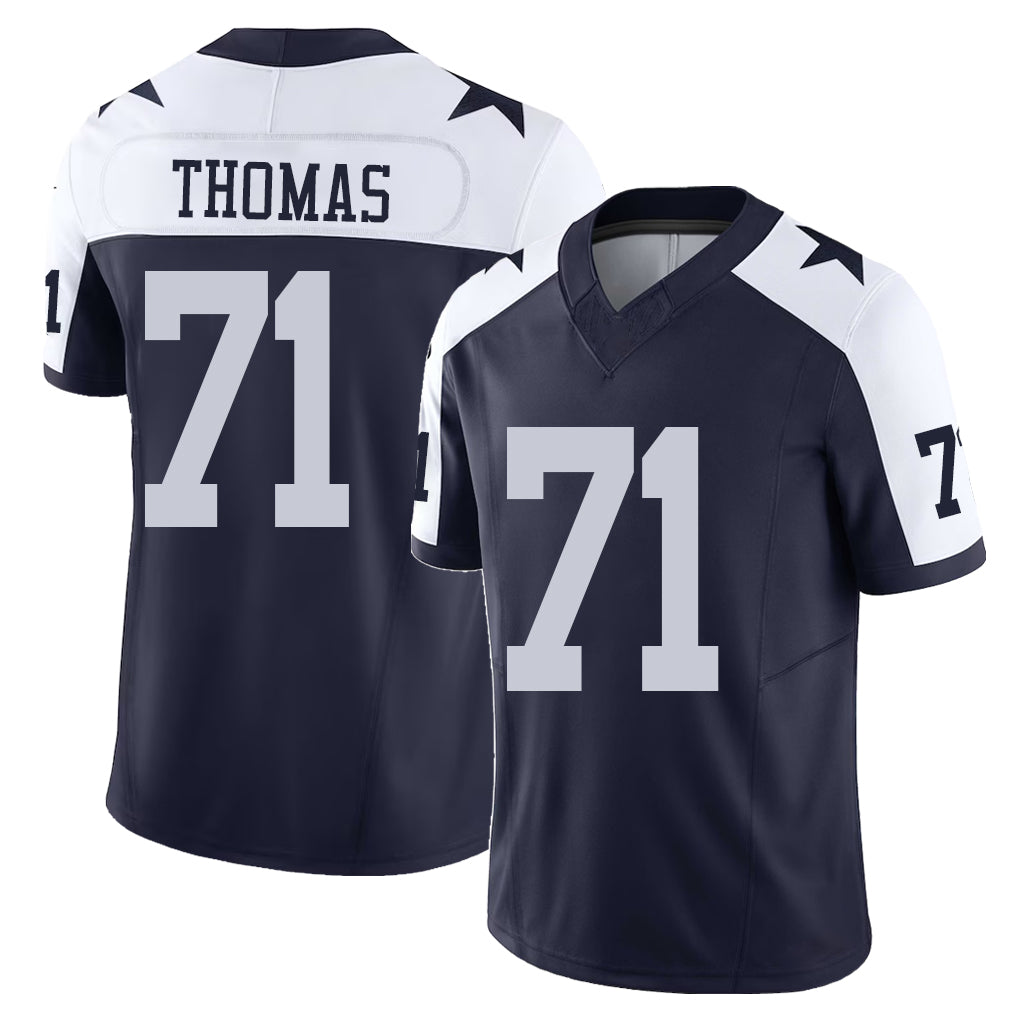 Dallas #71 Thomas Player Football V Neck Short Sleeve Jersey Navy Nathan For Men Youth Women Gift