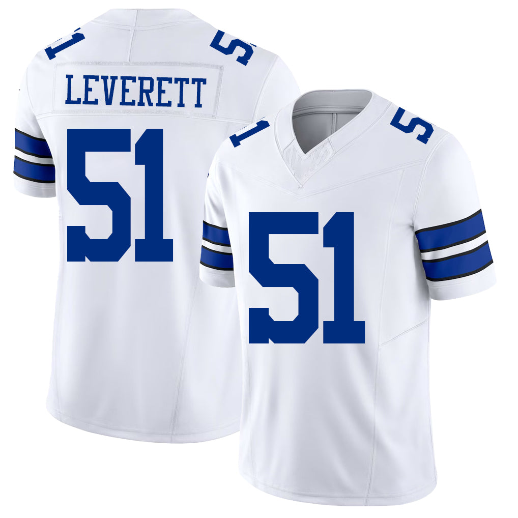 Dallas #51 Leverett Player Football V Neck Short Sleeve White Jersey Nick For Men Youth Women Gift
