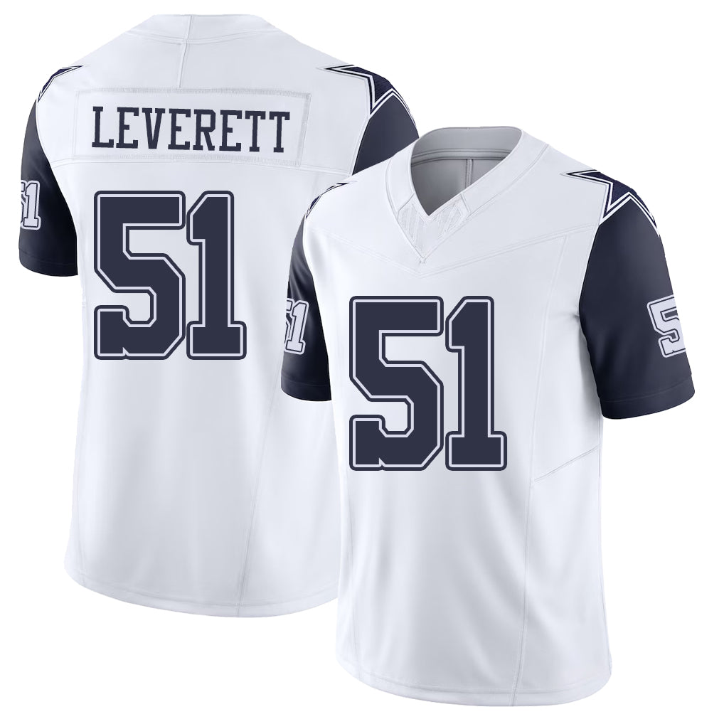Dallas #51 Leverett Player Football V Neck Short Sleeve Jersey White Nick For Men Youth Women Gift