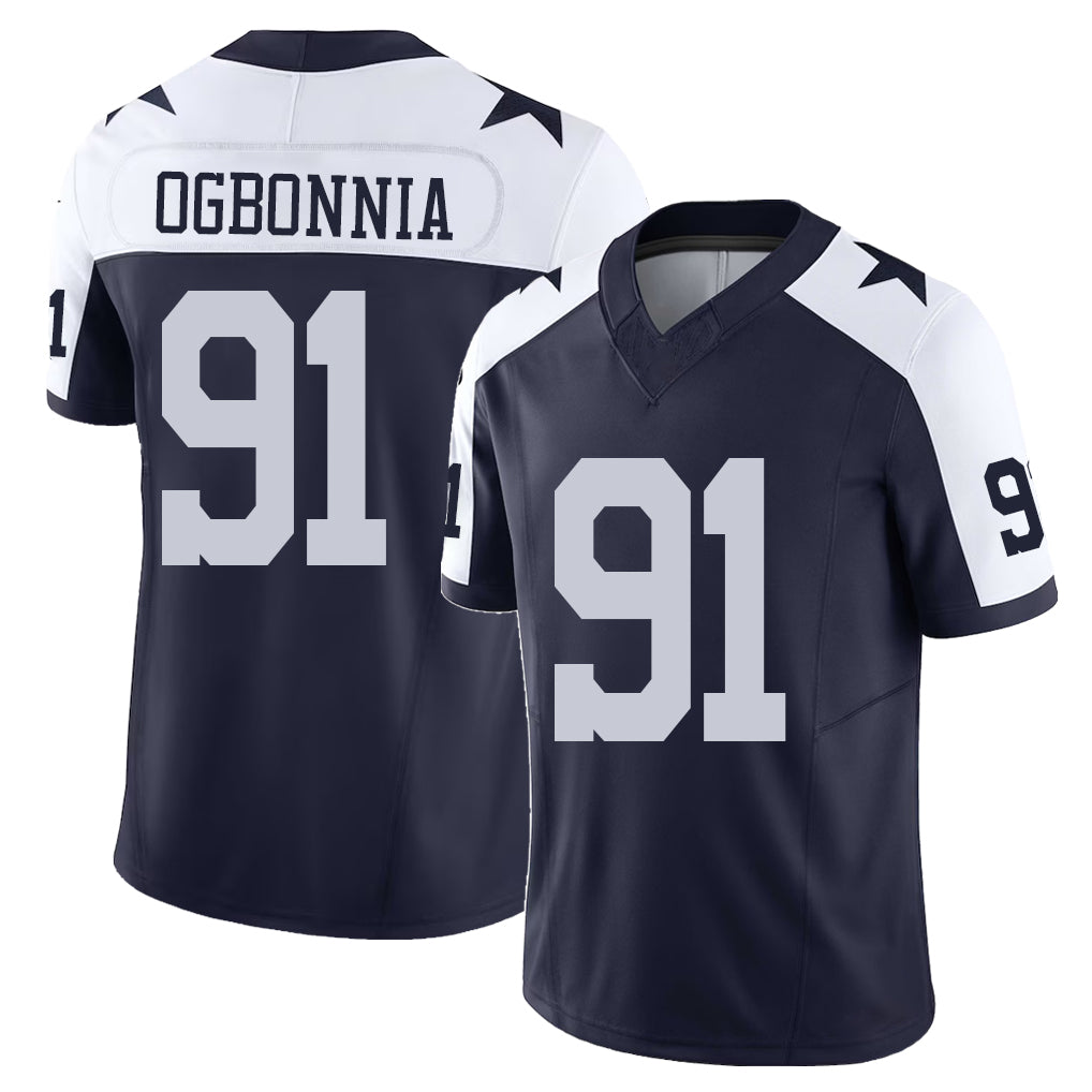Dallas #91 Ogbonnia Player Football V Neck Short Sleeve Jersey Navy Otito For Men Youth Women Gift