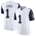 Dallas #1 Locke Player Football V Neck Short Sleeve Jersey White P.J. For Men Youth Women Gift