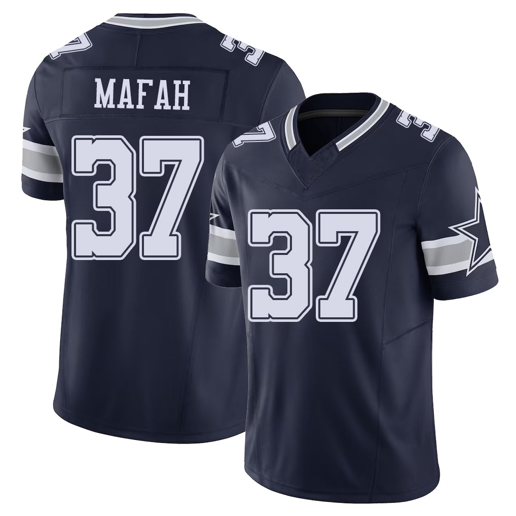 Dallas #37 Mafah Player Football V Neck Short Sleeve Navy Jersey Phil For Men Youth Women Gift