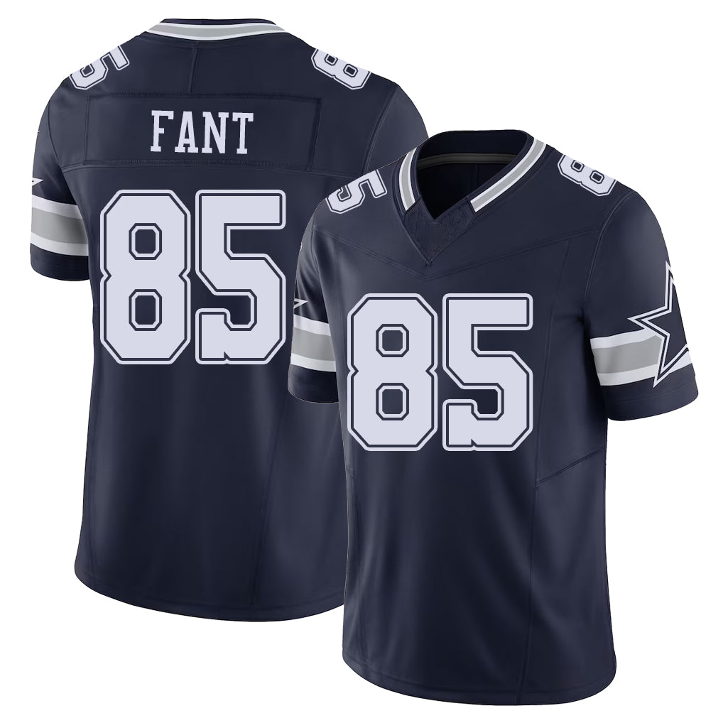 Dallas #85 Fant Player Football V Neck Short Sleeve Navy Jersey Princeton For Men Youth Women Gift
