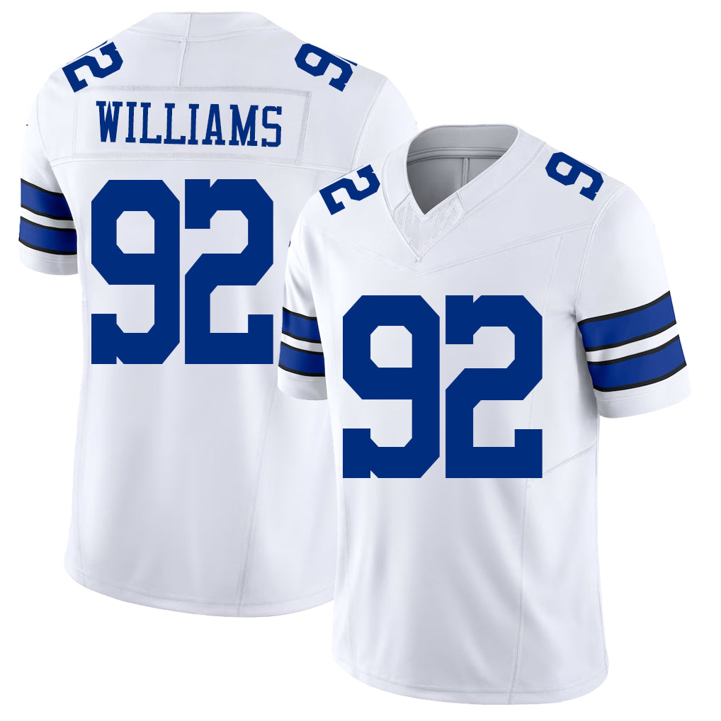 Dallas #92 Williams Player Football V Neck Short Sleeve White Jersey Quinnen For Men Youth Women Gift