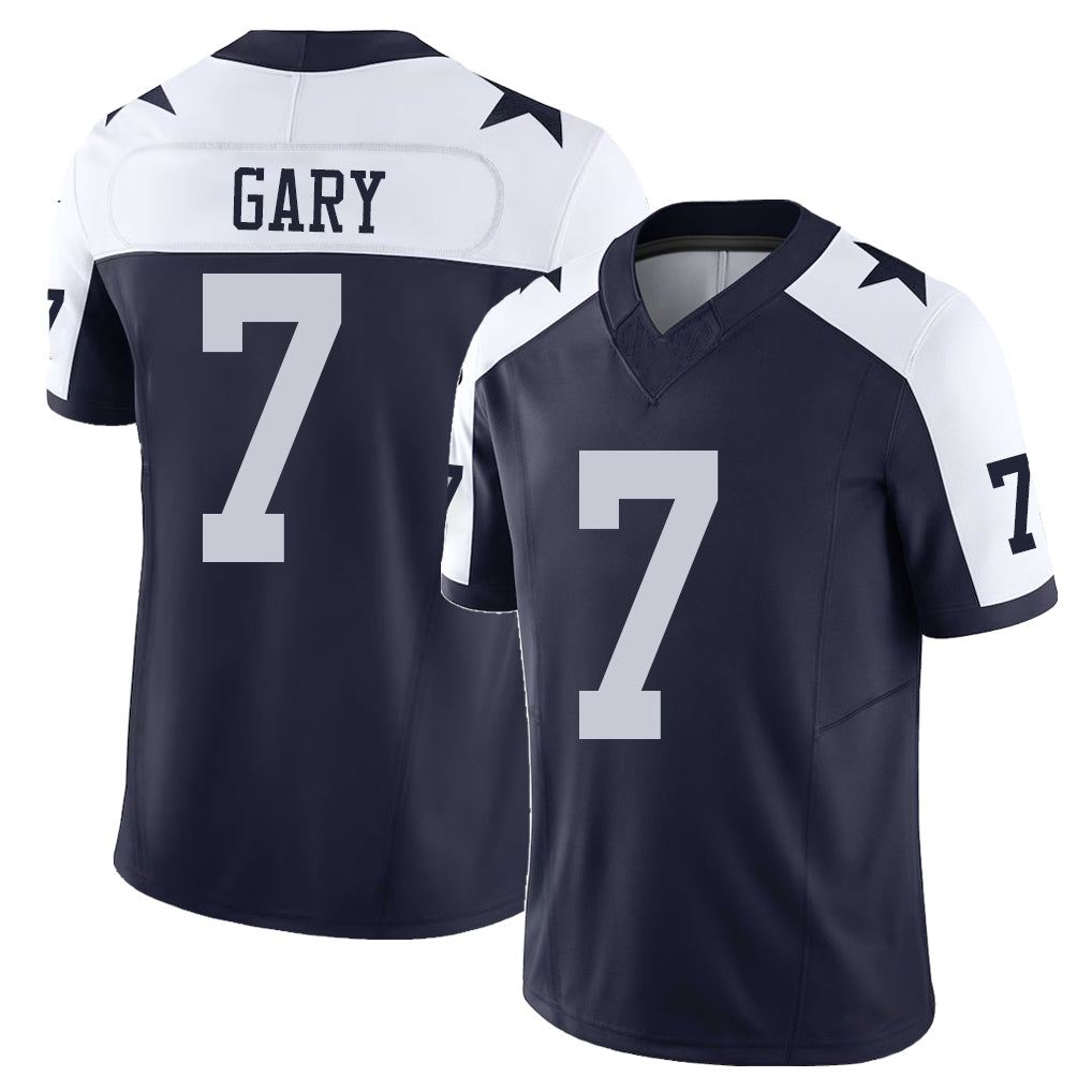 Dallas #7 Gary Player Football V Neck Short Sleeve Jersey Navy Rashan For Men Youth Women Gift