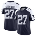 Dallas #27 Steward Player Football V Neck Short Sleeve Jersey Navy Reddy For Men Youth Women Gift
