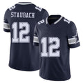 Dallas #12 Staubach Player Football V Neck Short Sleeve Navy Jersey Roger For Men Youth Women Gift