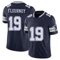 Dallas #19 Flournoy Player Football V Neck Short Sleeve Navy Jersey Ryan For Men Youth Women Gift