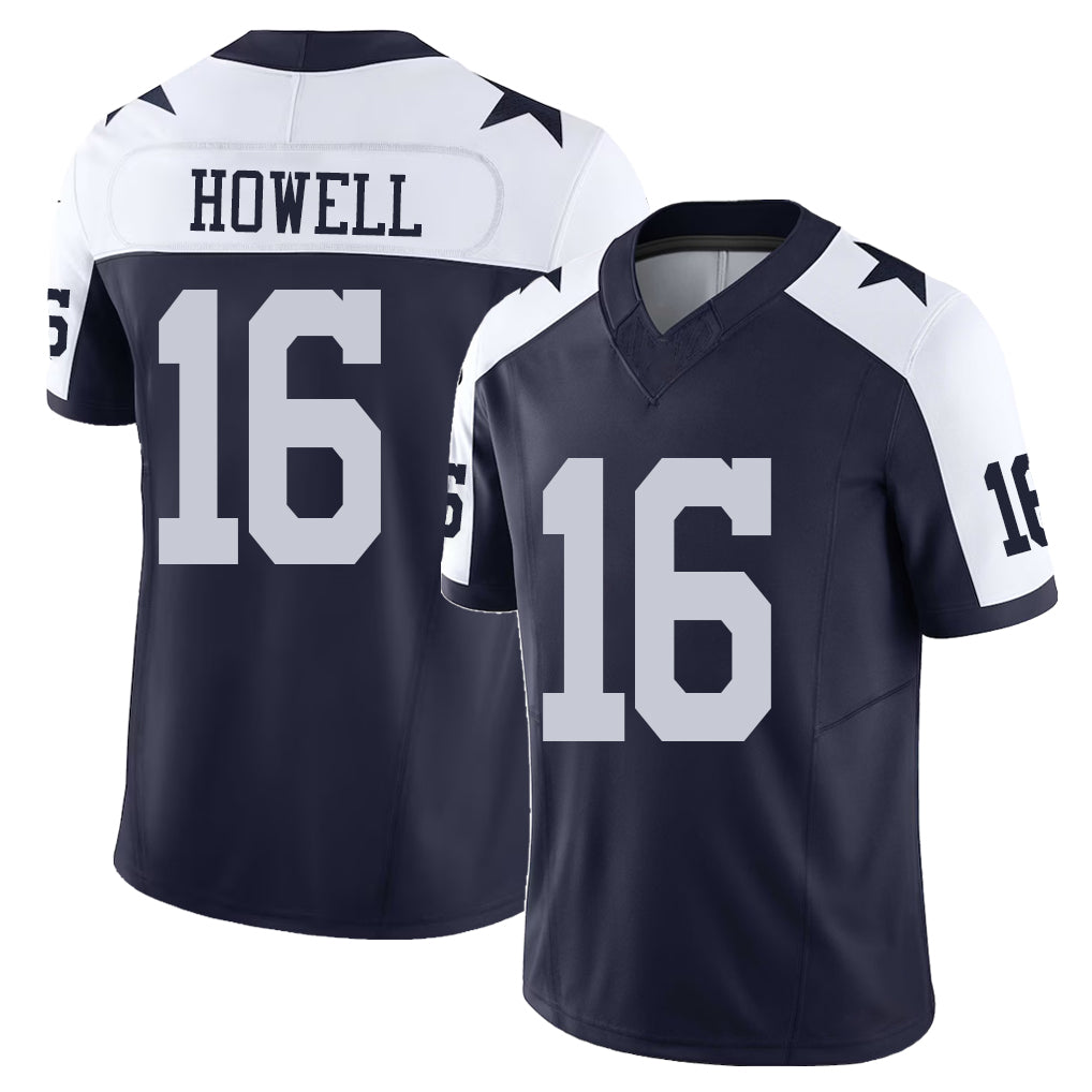 Dallas #16 Howell Player Football V Neck Short Sleeve Jersey Navy Sam For Men Youth Women Gift