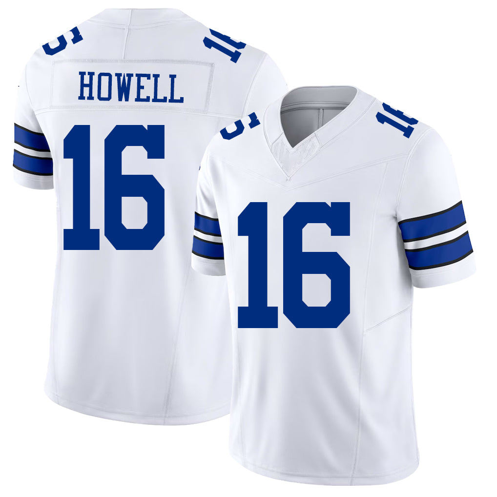 Dallas #16 Howell Player Football V Neck Short Sleeve White Jersey Sam For Men Youth Women Gift