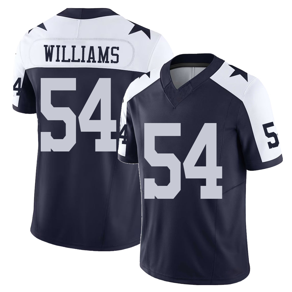 Dallas #54 Williams Player Football V Neck Short Sleeve Jersey Navy Sam For Men Youth Women Gift