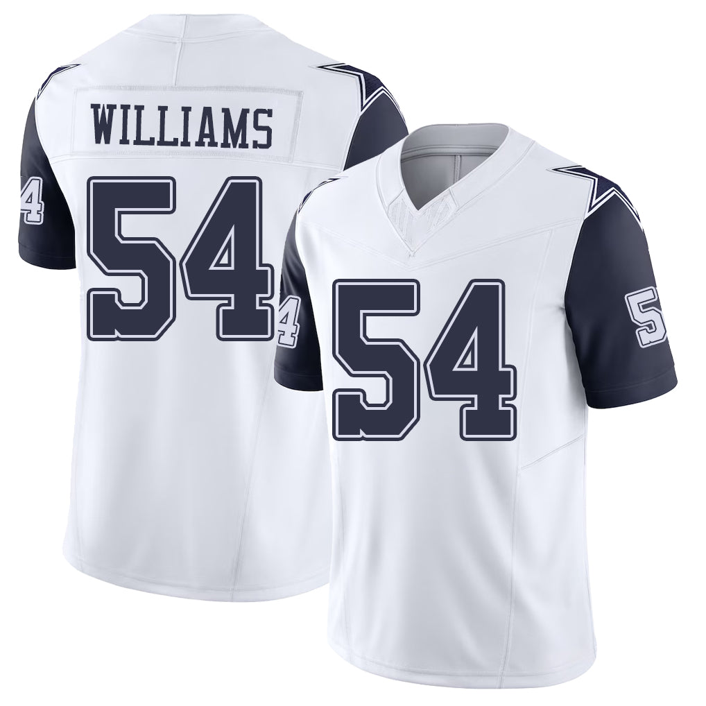 Dallas #54 Williams Player Football V Neck Short Sleeve Jersey White Sam For Men Youth Women Gift