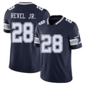 Dallas #28 Revel Jr. Player Football V Neck Short Sleeve Navy Jersey Shavon For Men Youth Women Gift