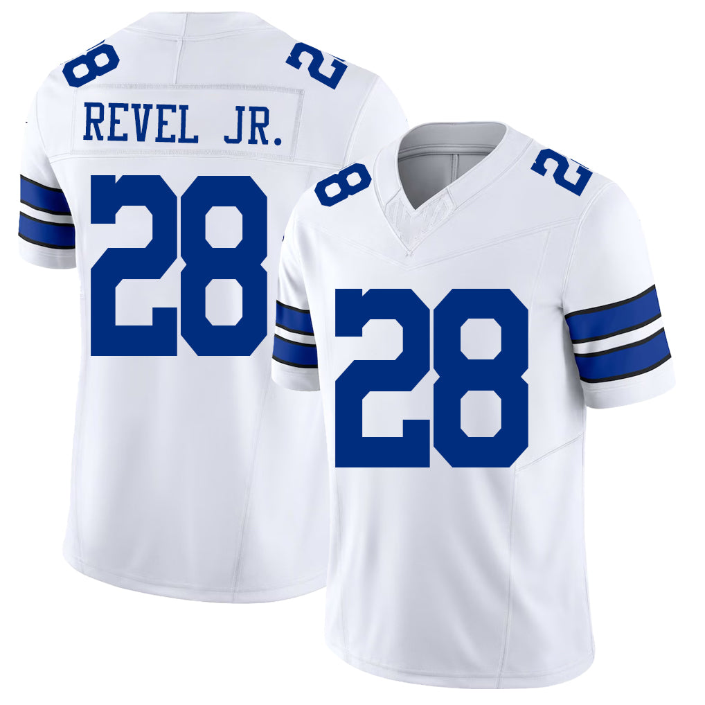 Dallas #28 Revel Jr. Player Football V Neck Short Sleeve White Jersey Shavon For Men Youth Women Gift