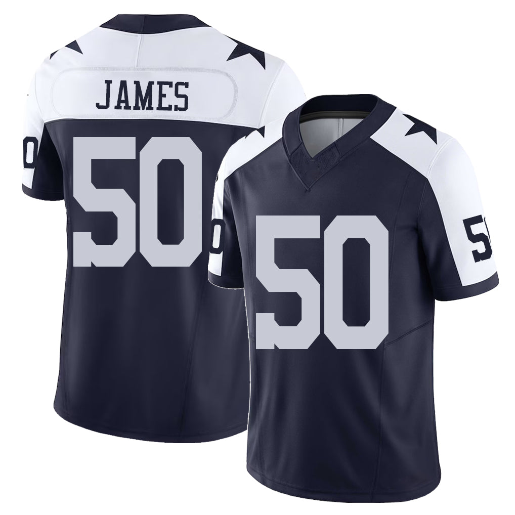 Dallas #50 James Player Football V Neck Short Sleeve Jersey Navy Shemar For Men Youth Women Gift