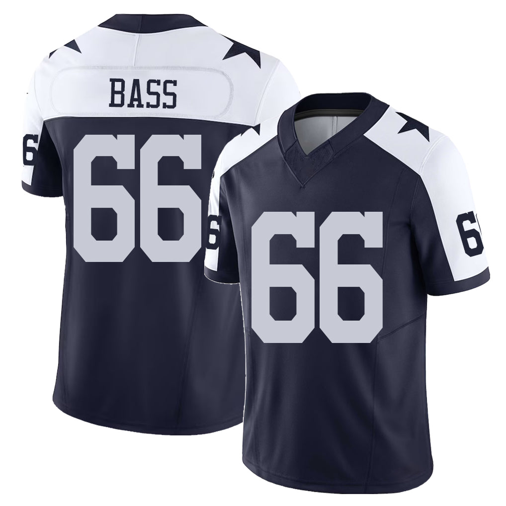 Dallas #66 Bass Player Football V Neck Short Sleeve Jersey Navy TJ For Men Youth Women Gift