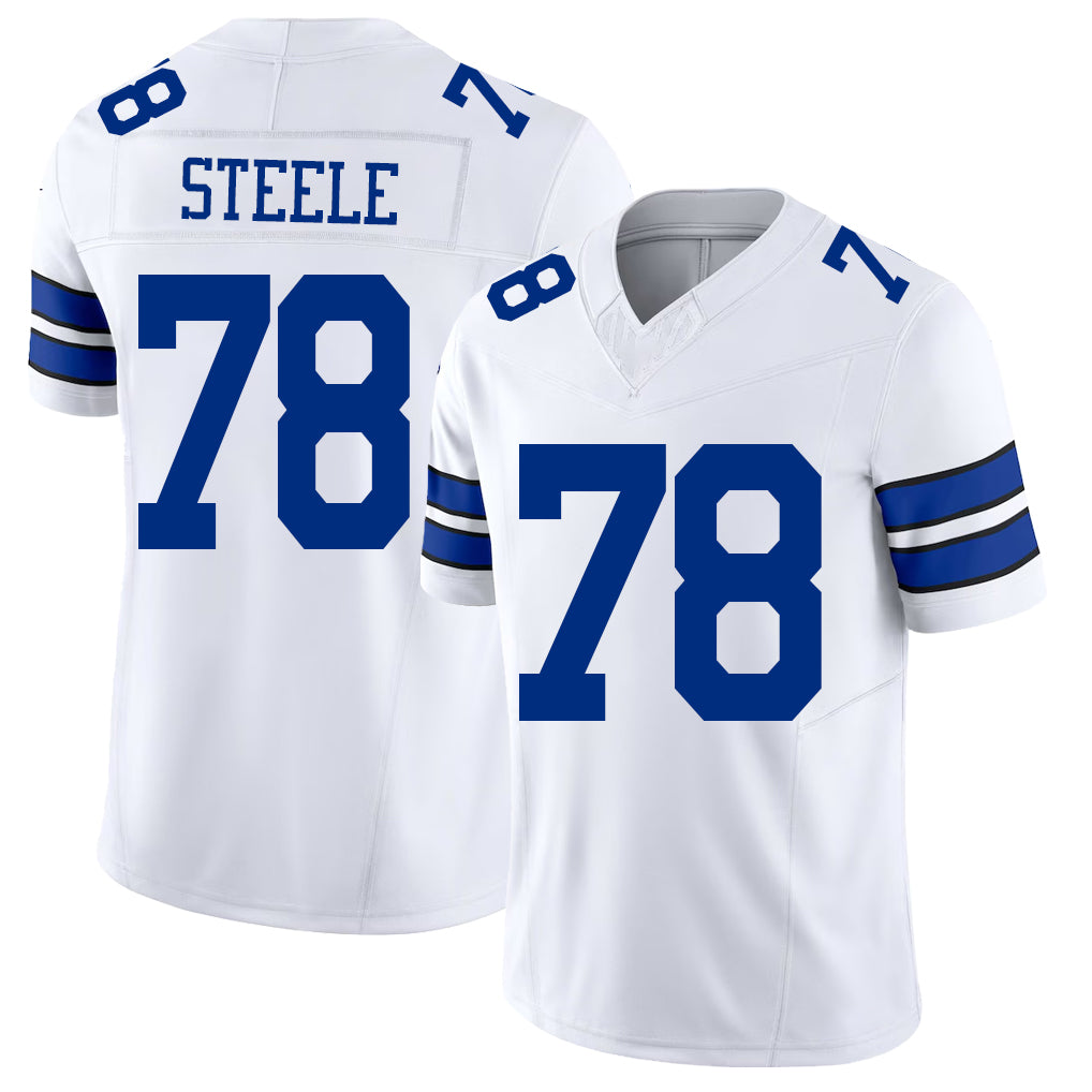 Dallas #78 Steele Player Football V Neck Short Sleeve White Jersey Terence For Men Youth Women Gift